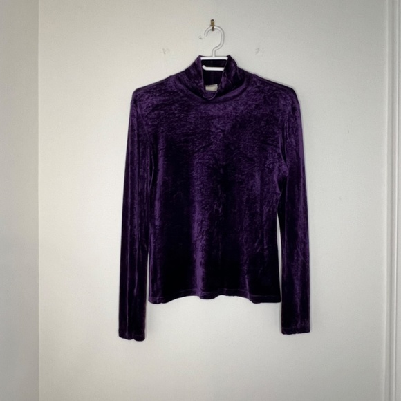 Vintage GAP Velour Velvet Jewel Tone Purple Top Long Sleeve - Picture 6 of 8